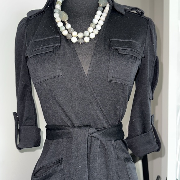 Diane Von Furstenberg Black Sheath Dress with Notched Collar - Picture 2 of 8